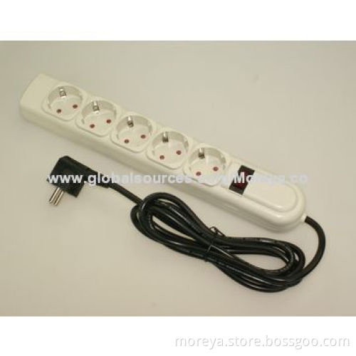 Power Strip of European Standard, with 5 Socket Outlets, PC + ABS Plastic, Extension CordNew